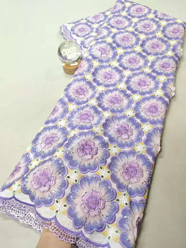 2026 High-Quality Nigerian Tulle Lace Fabric Cotton for Wedding Dress Embroidery Sewing Chiffon Party Guipure 5Yard XL212