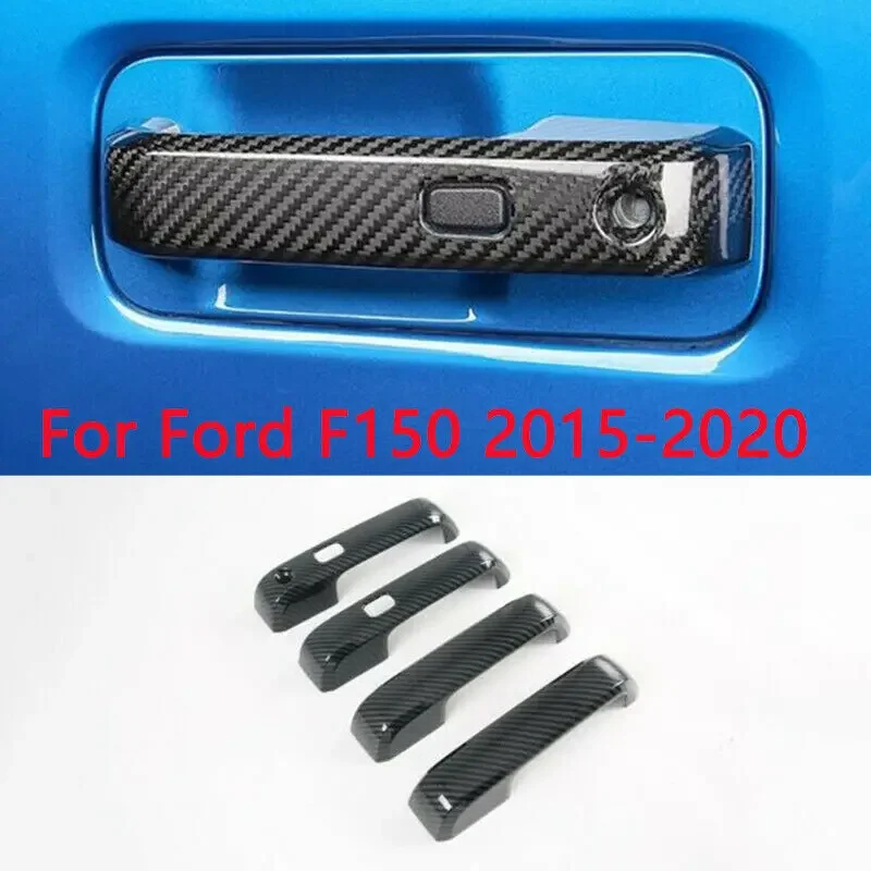 カーボンファイバー-4-個外装ドアハンドルカバートリムフォード-f-150-f150-2015-2020-用
