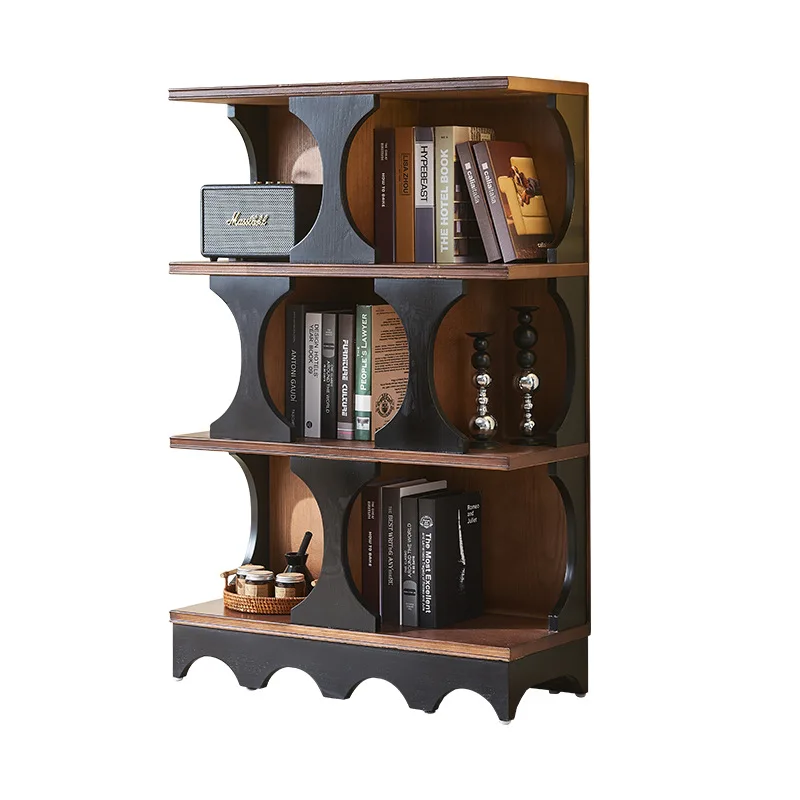 

French retro solid wood bookcase, living room color matching, American display cabinet, home study, antique floor bookshelf