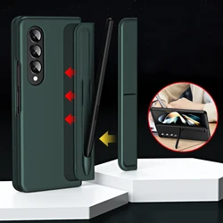 For Samsung Galaxy Z Fold 4 3 Case Removable Pen Holder Invisible Bracket Kickstand Hard PC Matte Advanced Cover with Touch Pen