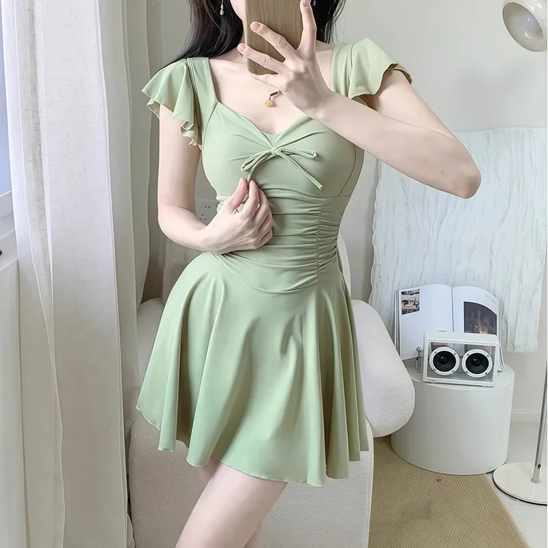 Women Swimsuit 2025 New Slimming Cover Belly Conservative Dress Style Beach Vacation Hot Spring Pure Desire Swimwear