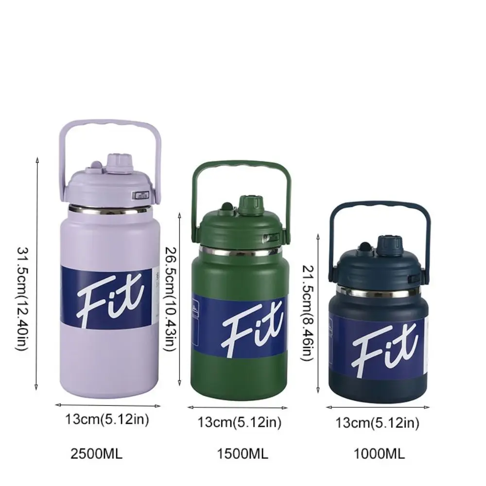 Stainless Steel Insulated Water Bottle 1.5/2/2.5L Large Capacity Sport Thermal Cup Fall-resistant with Straw Vacuum Flask view 6