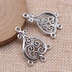 Ornaments Geometric Flower Earring Connector Charms For Jewelry Making 37x25mm 10pcs