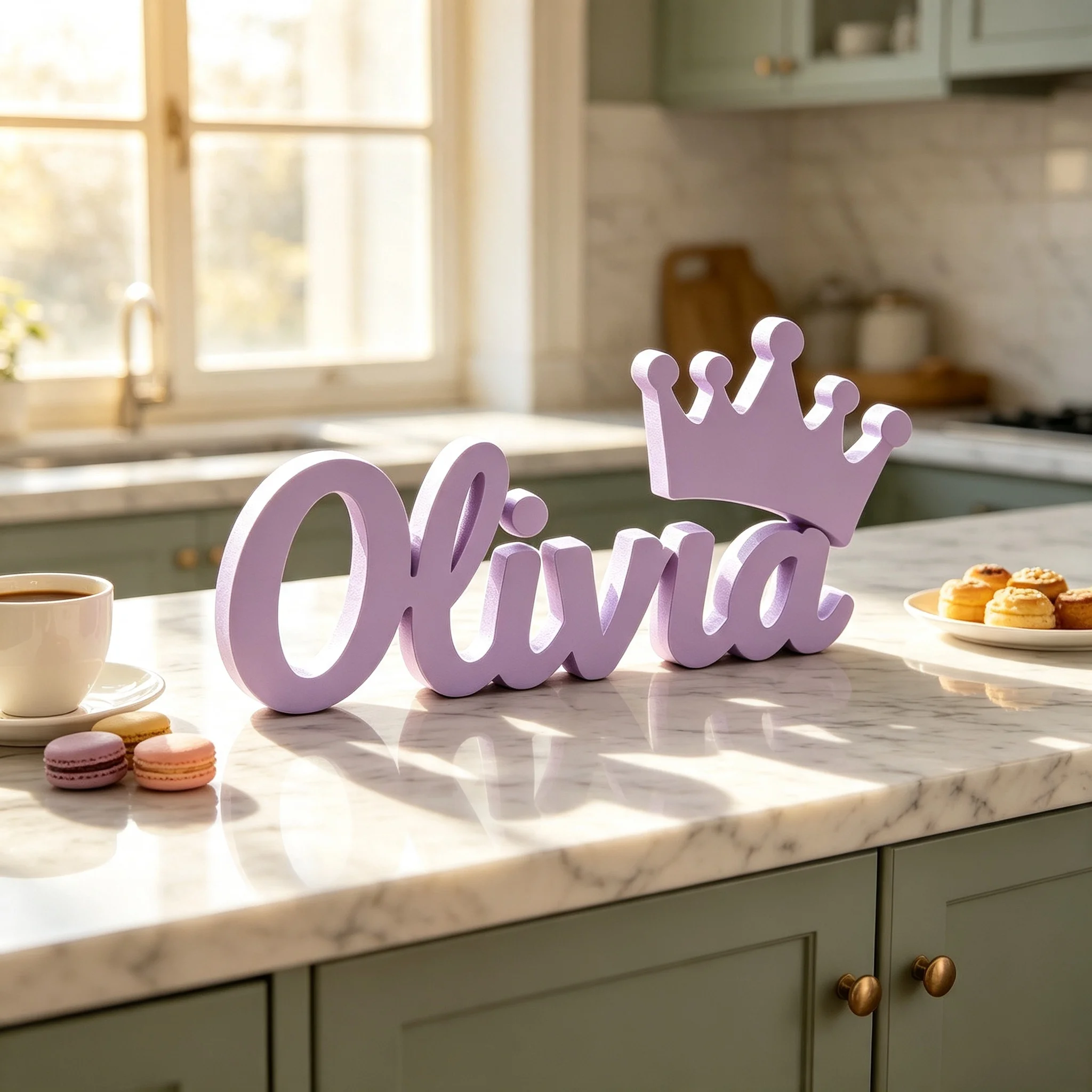 1 Stück personalisierte Kronen-Namensschild aus PVC und Holz, Tischdeko für Schlafzimmer, Ornament für Kinderzimmer, Taufe, Hochzeit, Jubiläumsgeschenk