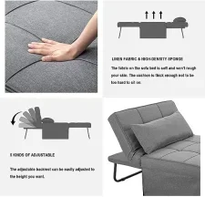 Multifunctional Folding Footrest Bed Modern  Adjustable Backrest Sleeping Sofa Bed Suitable For Living Room Apartment