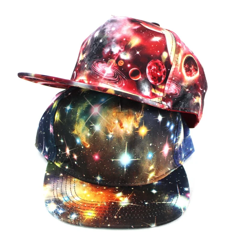 Women Men Galaxy Print Star Hip Hop Cap Snapback Baseball Flat Adjustable Hat 4