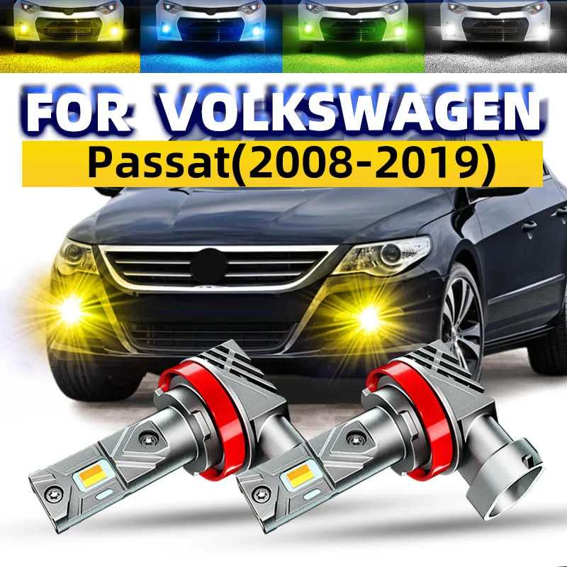 2 шт. автомобильные светодиодные передние противотуманные фары, двухцветные переключающие белые, желтые для Volkswagen VW Passat CC B6 B7 B8 2008-2019