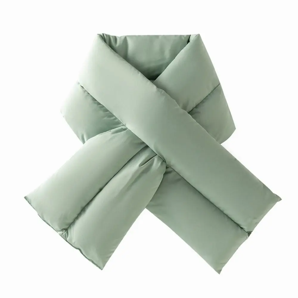 Gift Padded Down Neck Scarf Keep Warm Korean Style Cross Scarf Solid Color Neck Protection Thermal Shawl Autumn/Winter