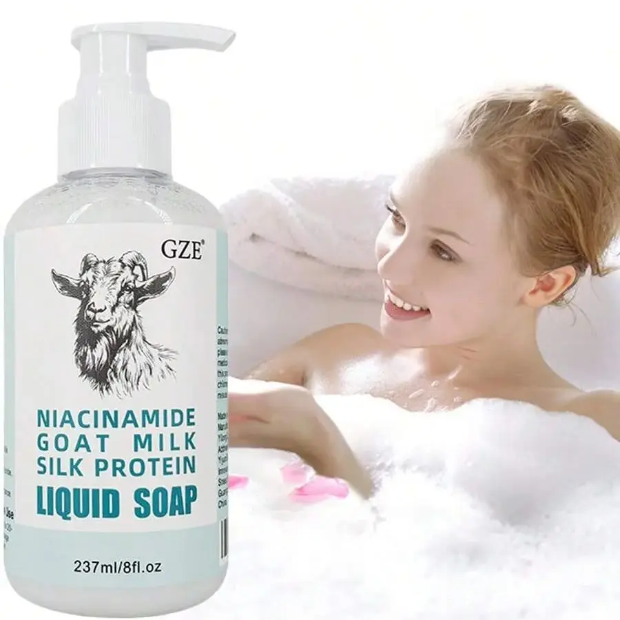 GZE niacinamida leche de cabra proteína de seda jabón líquido hidratante suave limpieza profunda pH equilibrado mejora de la textura de la piel