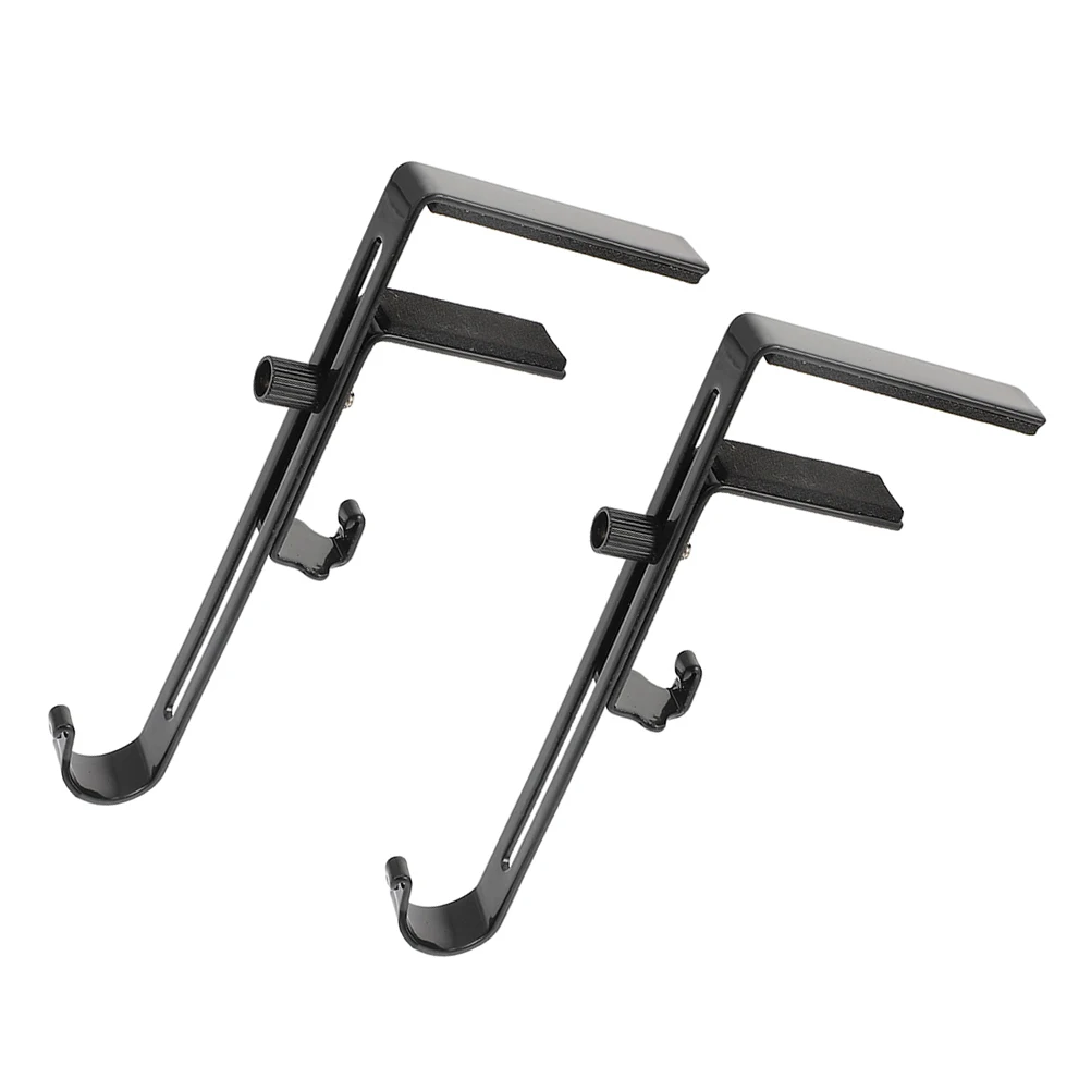

2pcs Telescopic Hooks Adjustable Length Iron Stocking Holders Mantle Hangers Christmas Decorations Heavy Duty Black