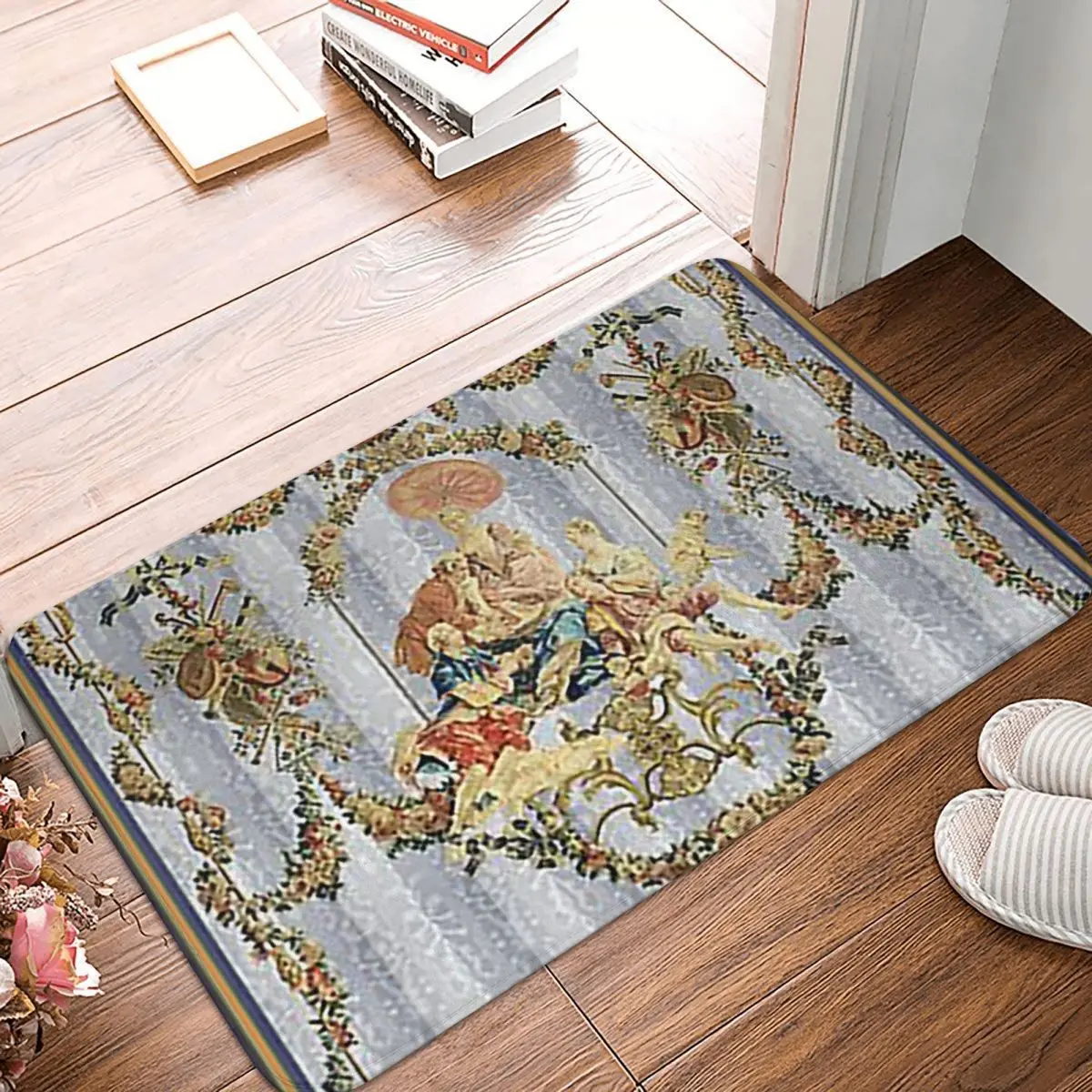 French Baroque Tapestry Anti-slip Doormat Floor Mat Washable Carpet Rug for Kitchen Entrance Home Bedroom Footpad Mats