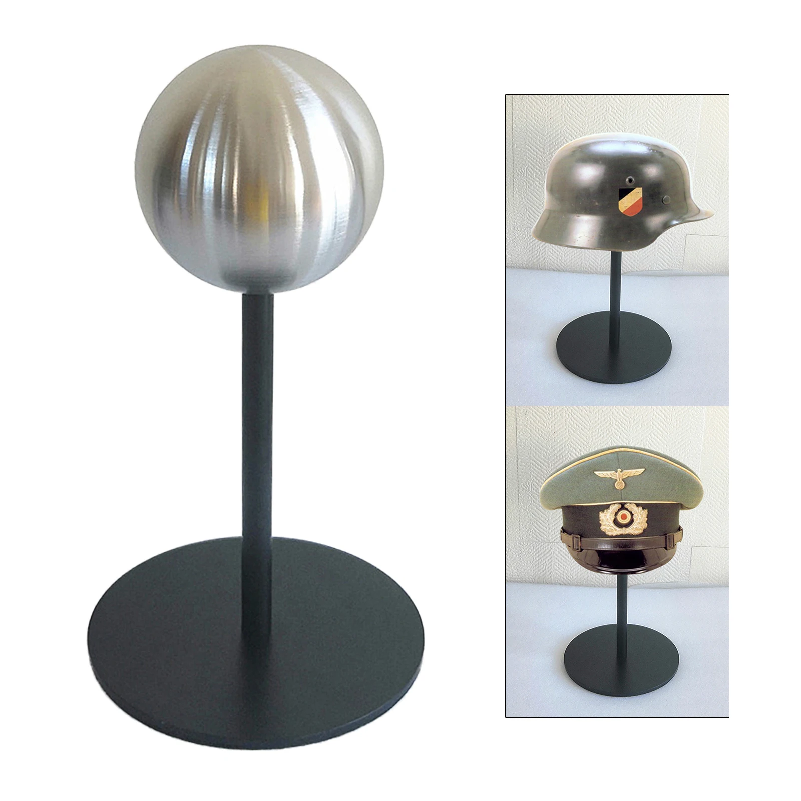 7.9'' Desktop Helmet Hat Display Rack Stainless Steel Hat Rack Antique Dome-shaped Metal Helmet Holder Hat Base