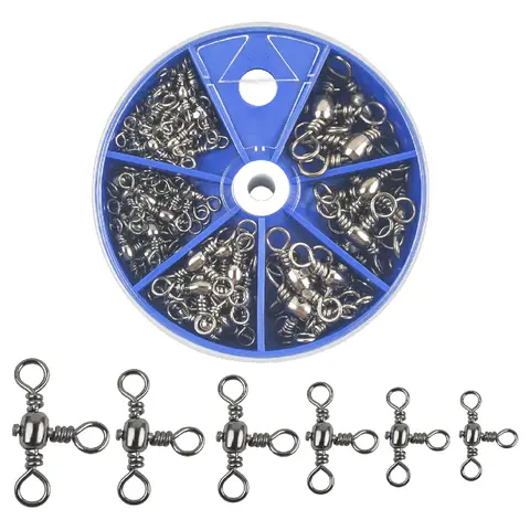 75Pcs 3 Way Fishing Swivels Set Crossline Barrel Swivels T-Turn Swivels Three Way Swivel Fishing Tackle Connector