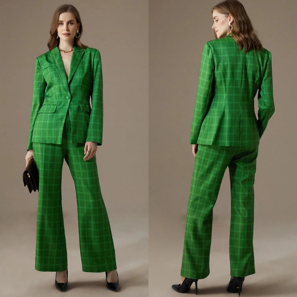 SILIWEYA Chic Green Collage Suit for Women Office Lady Suits business Blazer Jacket Street Wear Casual 2 Piece Set Custom Made