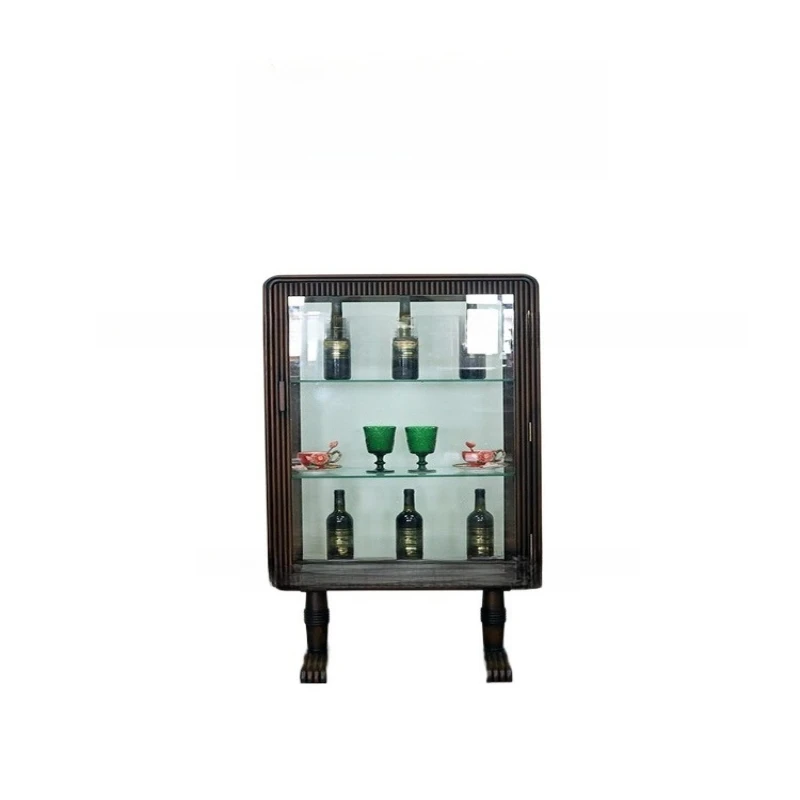 شنغهاي القديمة لسان الخشب الصلب وخزانة النبيذ الزجاجية نقر، والأزياء الكلاسيكية الرجعية العرض الحديث القديم، وخزانة جانبية بسيطة #1