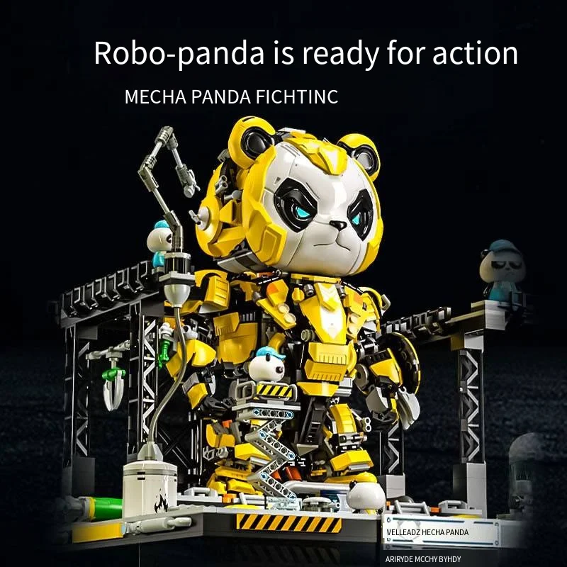 Tide play building blocks Panda Mech assembling toys mechanical repair table deformed robot children puzzle gift