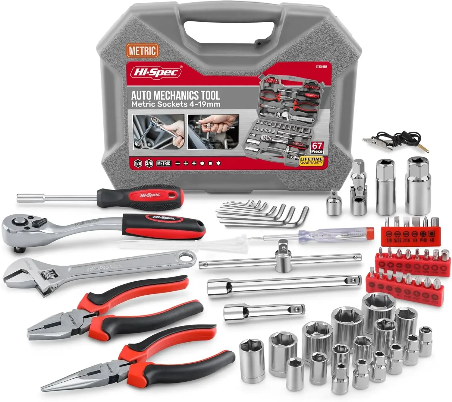 

67Pc Metric Auto Mechanic Tool Set, Motorcycle & Car Tool Kit, Auto Repair with Pliers, Screwdriver Set, Socket Kit & Tool Box