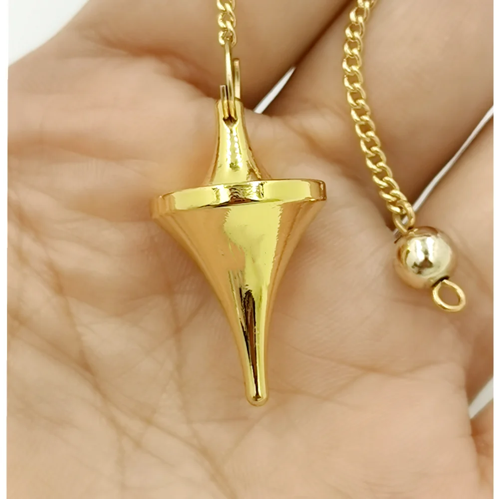 Pendulum for dowsin Healing Pyramid Reiki Copper Metal Pendant Charms Chrome Rose Gold Color Fashionable With Chain