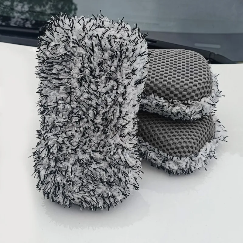 Long Plush Figure-eight Car Wash Sponge Dedicated Auto Cleansing Foam Block Vehicle Surface Wiping Pad Soft Lint Foam Scrubber
