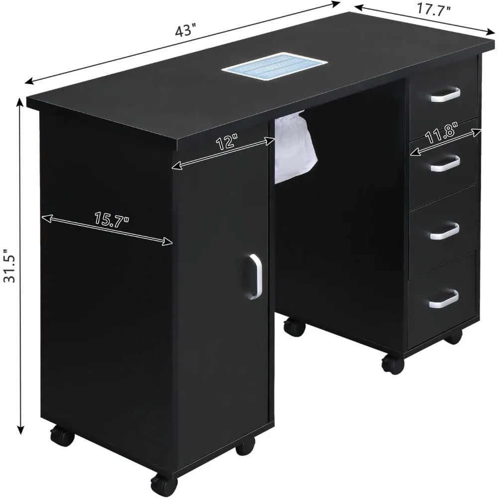 طاولة مانيكير، مكتب تقنية الأظافر مع مجمع الغبار، طاولة أظافر مع فتحة تهوية كهربائية، أعمال صالونات التجميل