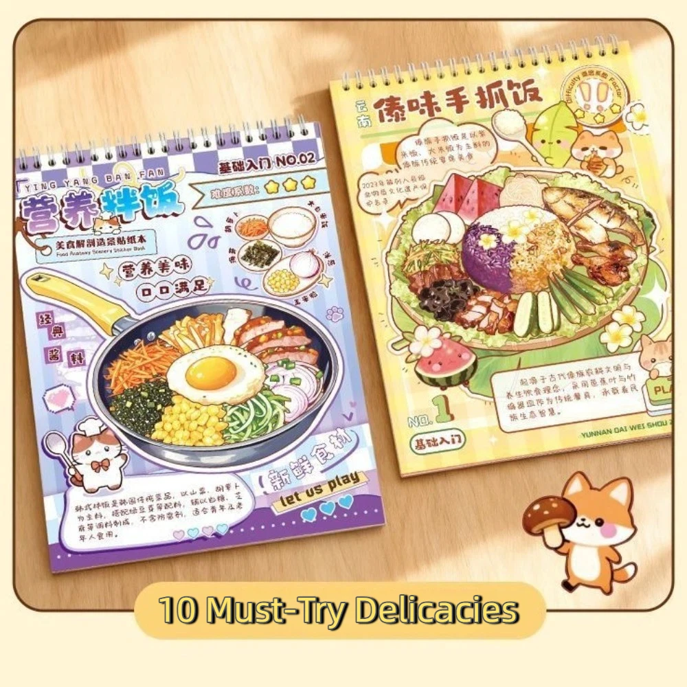 

Набор миниатюрных стикеров в теплом стиле: 10 сцен, 20 листов, для визуального пошагового руководства по рецептам, ПЭТ-стикеры для DIY-творчества, книга стикеров для поделок