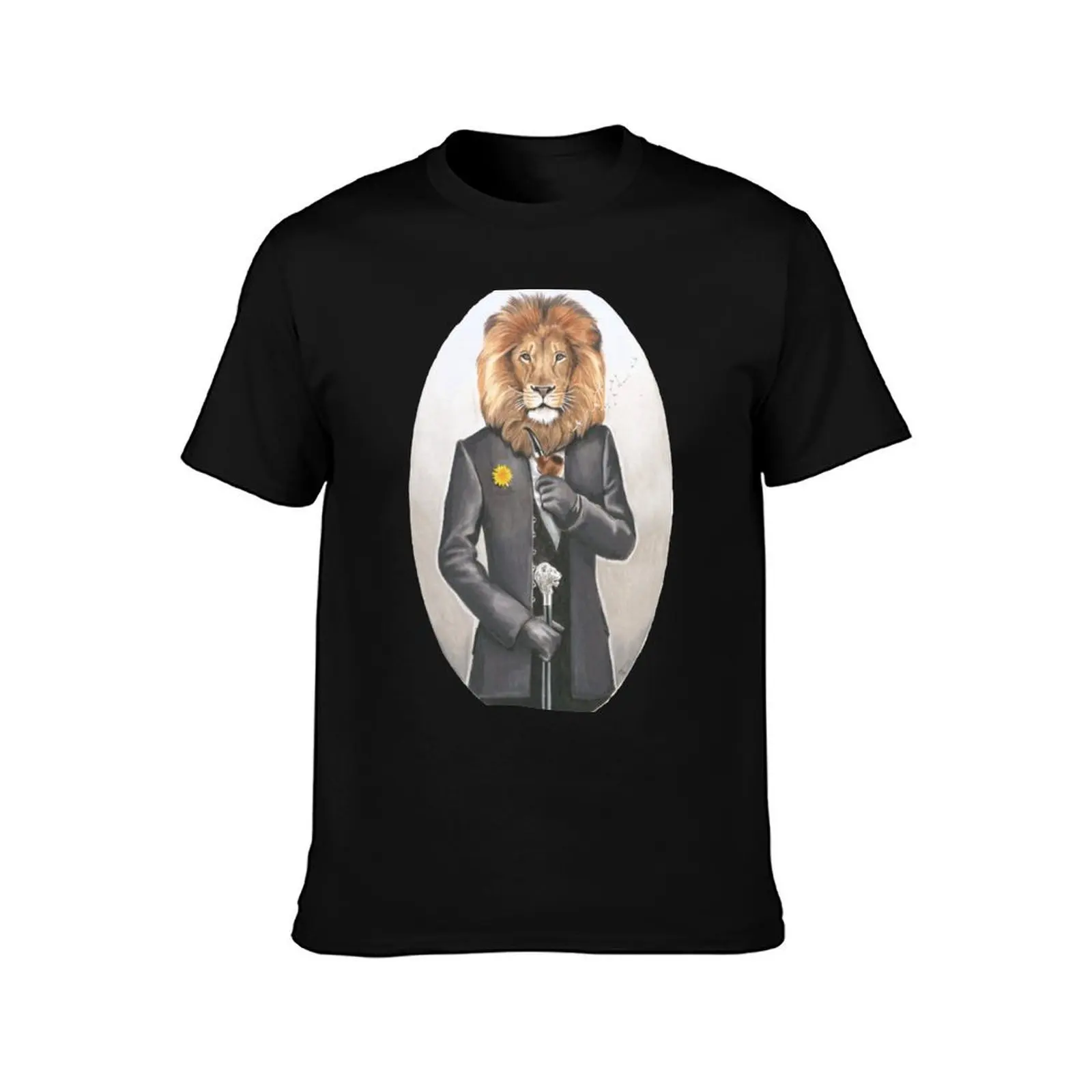 Dandy Lion T-Shirt, Summer Casual Cotton Tee, Oversized Streetwear Tops, Vintage Graphic Print, Loose Fit Short Sleeve
