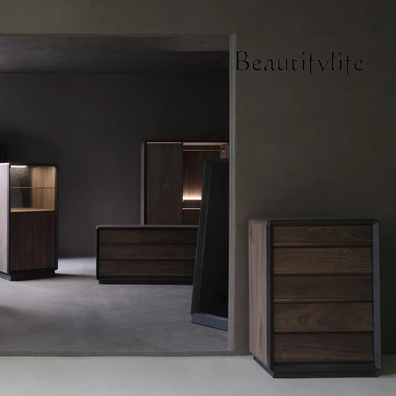 muebles para hogar Modern Minimalist Solid Wood Nine-Drawer Cabinet Household Multi-Functional Wall Storage Cabinet Italian Mini
