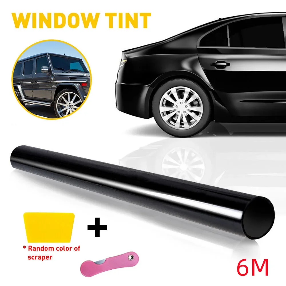 

50cmX6m Uncut Roll Window Tint 1/5/15/25/35/50% Black Film Car Home Office Tinting Glass Sticker with Scraper Car Tinging Tool