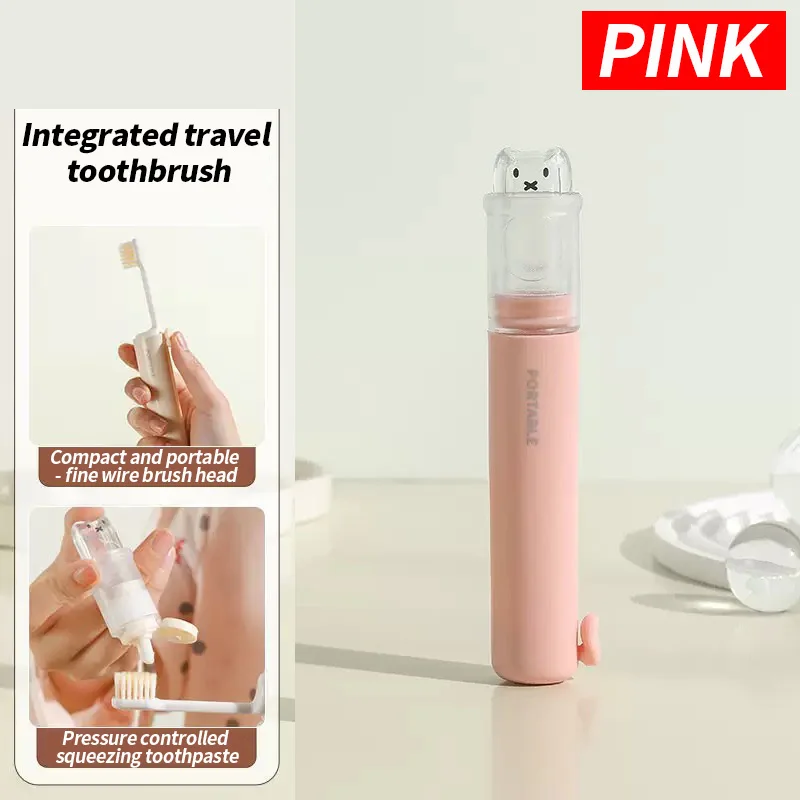 قطعة واحدة - حاوية سفر مريحة لفرشاة الأسنان، مجموعة فرشاة أسنان قابلة للطي 2 في 1 - صغيرة ومريحة - ضرورية للأعمال