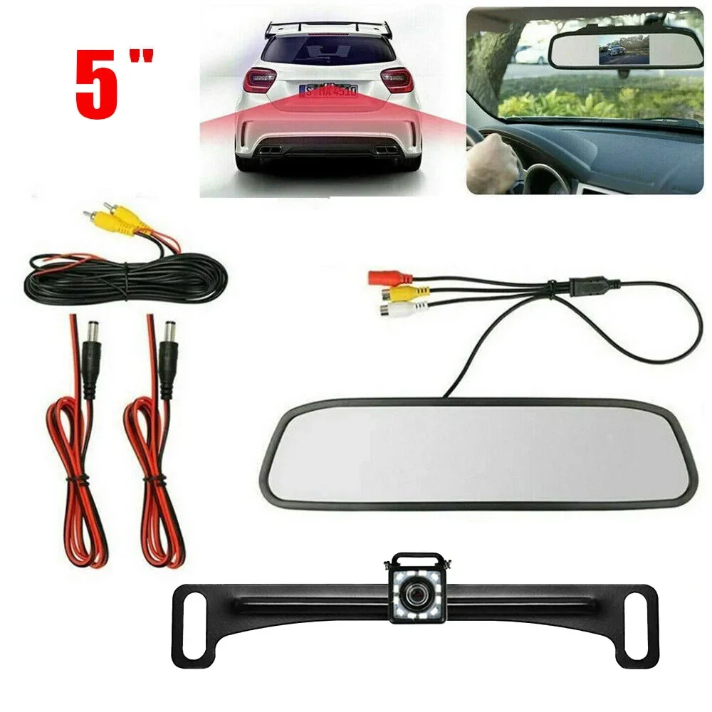

5 inch LCD Rear View Mirror Monitor Reversing Backup Camera Kit for Car MPV RV SUV Parking Easy Installation
