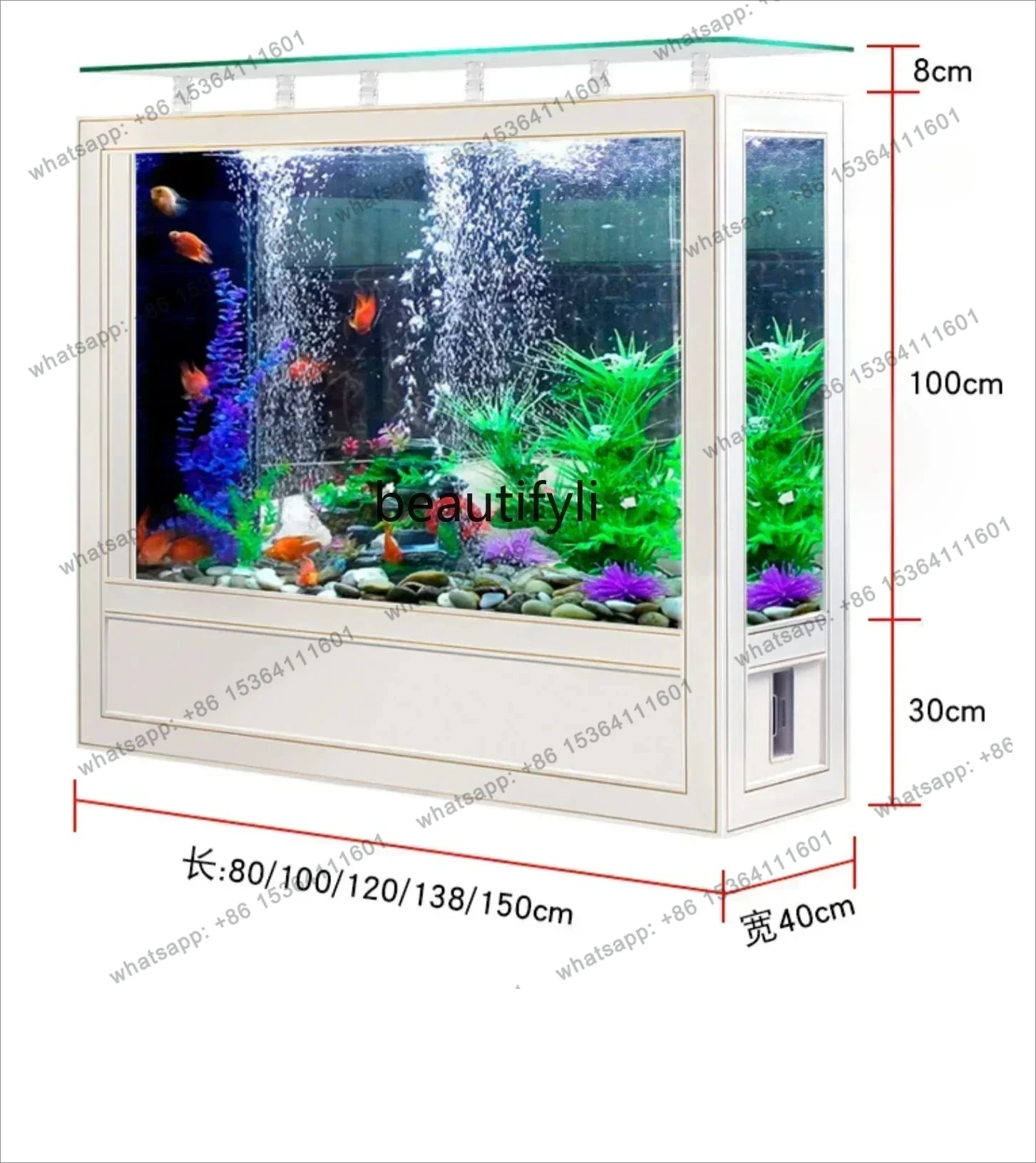

yj21 Square fish tank living room side filter household entrance screen ecological glass goldfish tank lazy water box