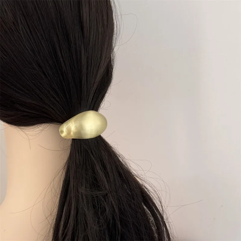 Retro Irregular Curved Metal Elastic Hair Band Scrunchie 2024 Fashion Design Korean Simple Geometric Hair Ties Women Headdress