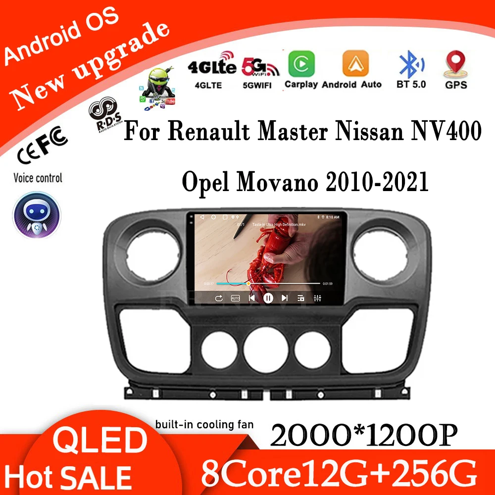 For Renault Master Nissan NV400 Opel Movano 2010-2021 Android 16 Auto Car Radio Navigation GPS Multimedia Video Player Tools
