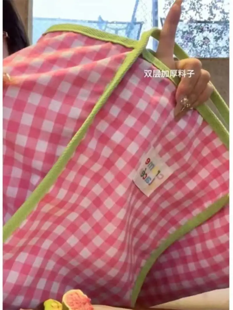 Korean Plaid Contrast Color Canvas Bag 2024 New Fashion Style Portable Bags Large-capacity Leisure One-shoulder Commuter Bag