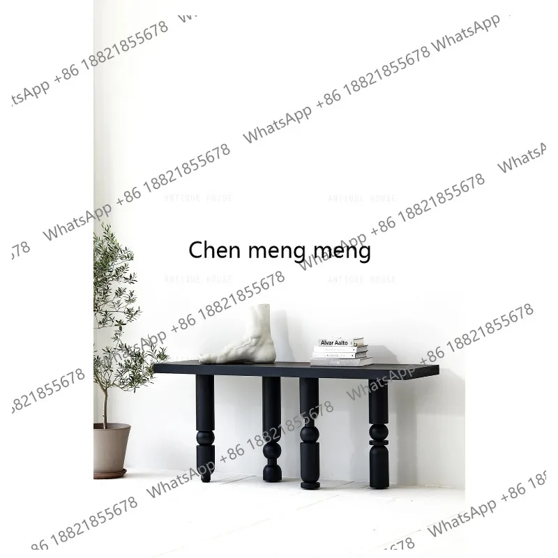 Living Room Furniture Japandi Distinctive Look Irregular Legs Oak Black Wooden Modern Console Table Console Tables
