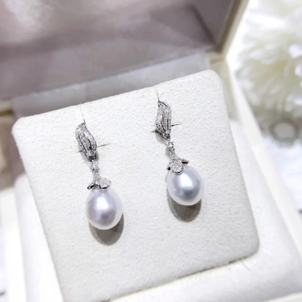 

Элегантные серьги с темпераментом AAA9-11 мм, серьги с натуральным жемчугом и каплями воды Южного моря, 925-е годы