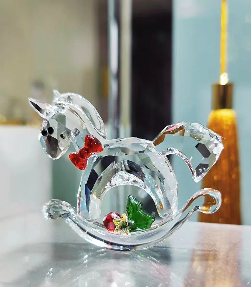 2022 New Crystal X'mas Rocking Horse Fashion Ornament Car Trim Interior Christmas Decorations Gifts For Children Childrenhood