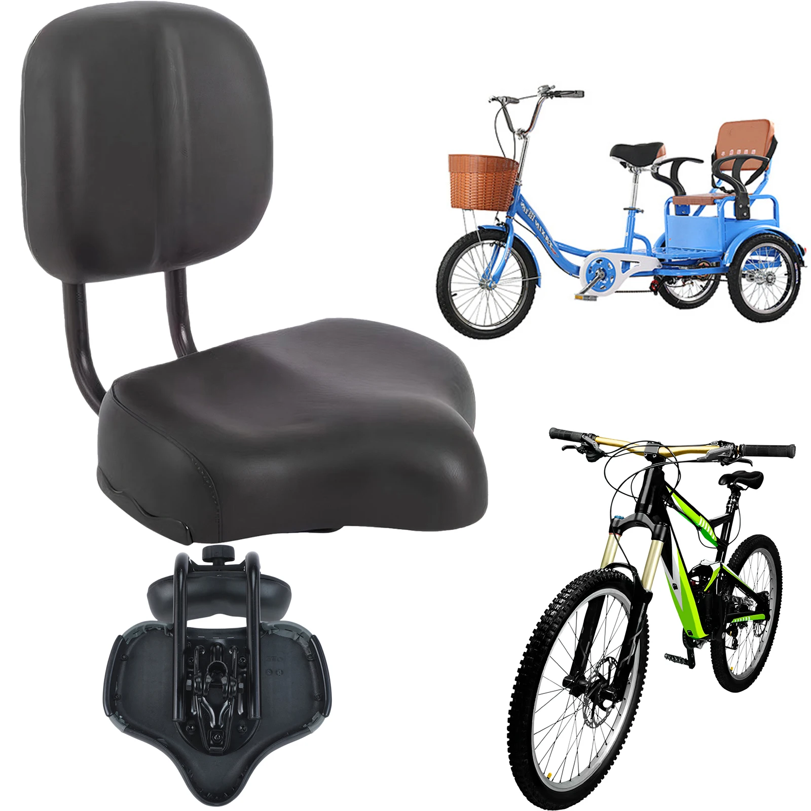 

Bike Seat with Backrest Adjustable Height Exercise Bike Seat Bicycle Saddle Wide Saddle Seat for Men Women Commute