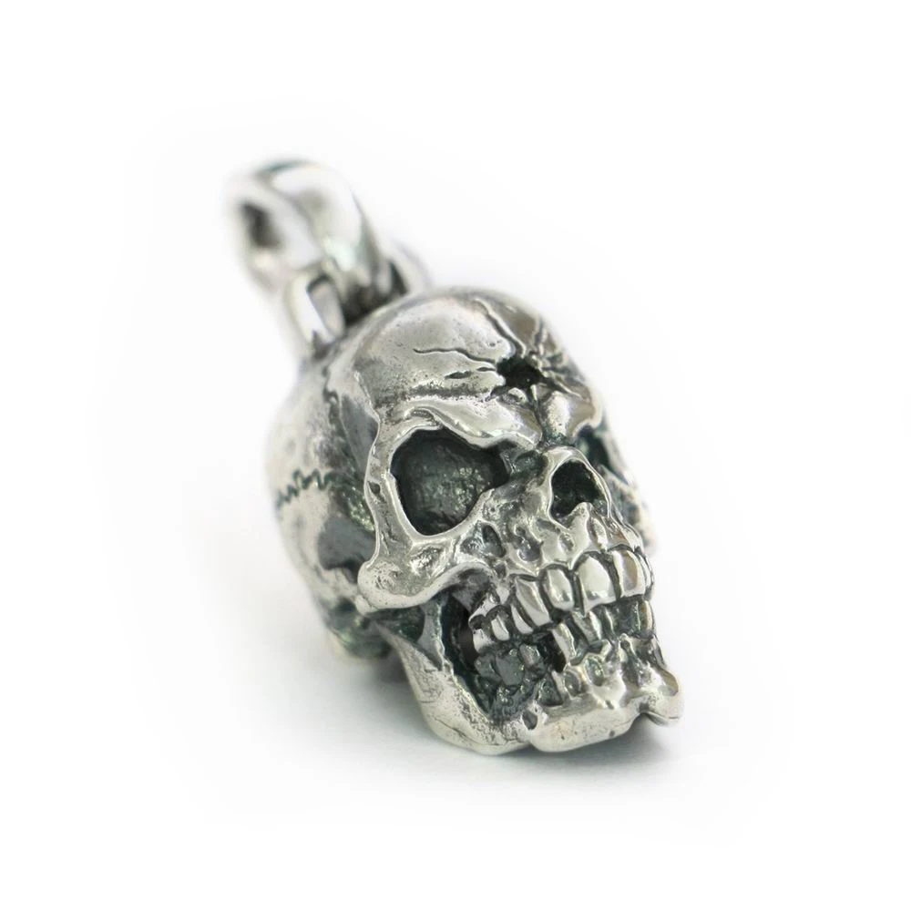 Wounded Skull 925 Sterling Silver Pendant Punk Jewelry TA147 BZ