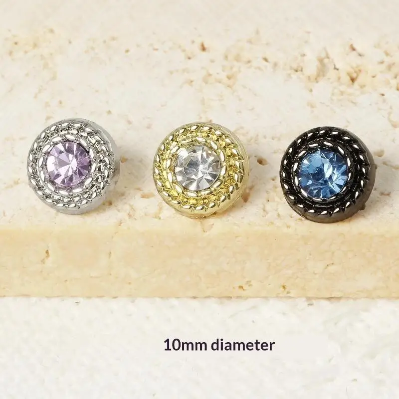 2 Stück quadratische Diamantknöpfe aus Legierung, farbige handgenähte Knöpfe, Großhandel, DIY-Mantel, hochwertige Knopfdekoration – Detail 10