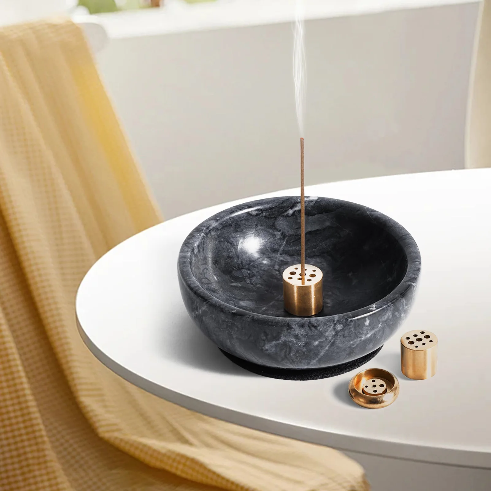 

Incense Burner Stick Holder Marble Buddhism Line Incense Plate Round Incense Tray Home Yoga Aromatherapy Decoration Crafts