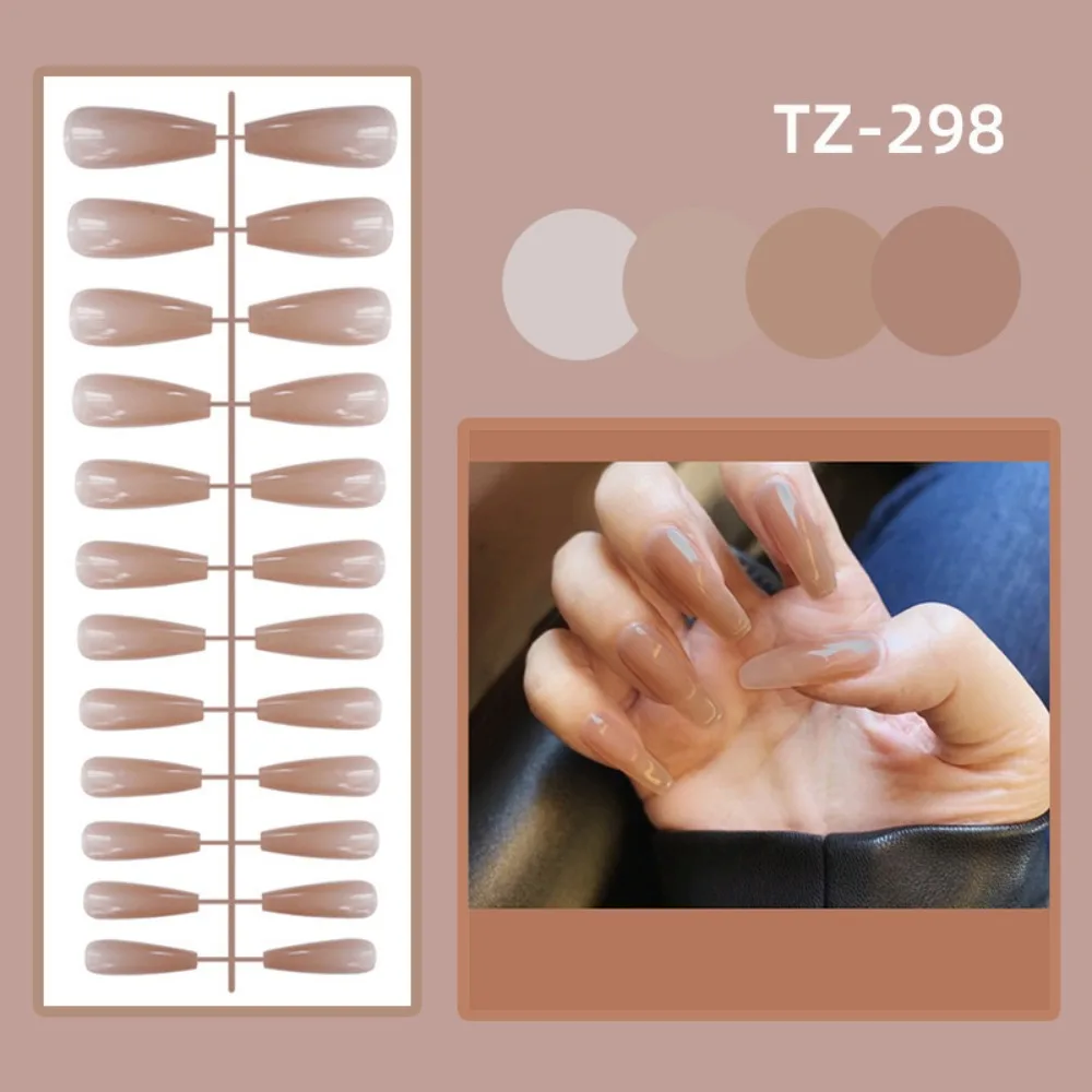 24 pezzi staccabili tinta unita unghie finte copertura completa indossabile lungo balletto unghie finte manicure unghie a pressione luminose punte per unghie