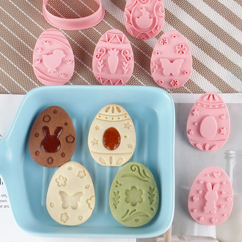 Easter Cookie Cutter Mold Rabbit Egg Jam Biscuit Embossers Stamp Mould For Congrats Graduation Cake Decoration DIY Baking Too