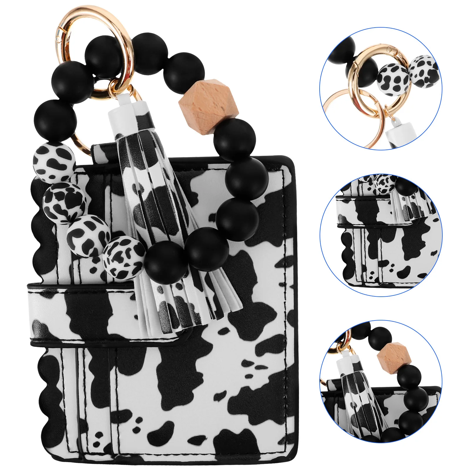 

Women Clutch Cow Print Wallet Small Beaded Wristlet Purse Chic Fashion Accessory Cow Print Wallet Women Purse