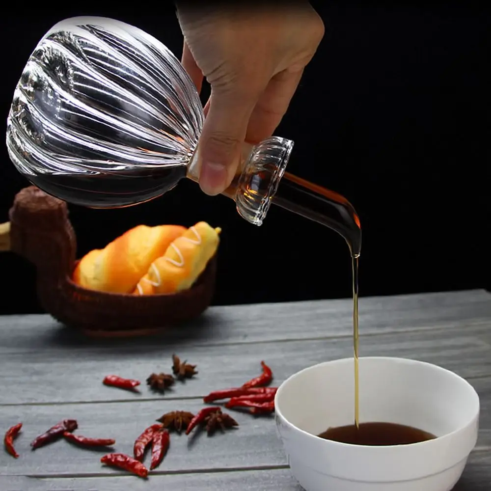 

Leakproof Glass Oil Dispenser Pouring Spout 500/900ml Cruet Pourer Vinegar Bottle BBQ