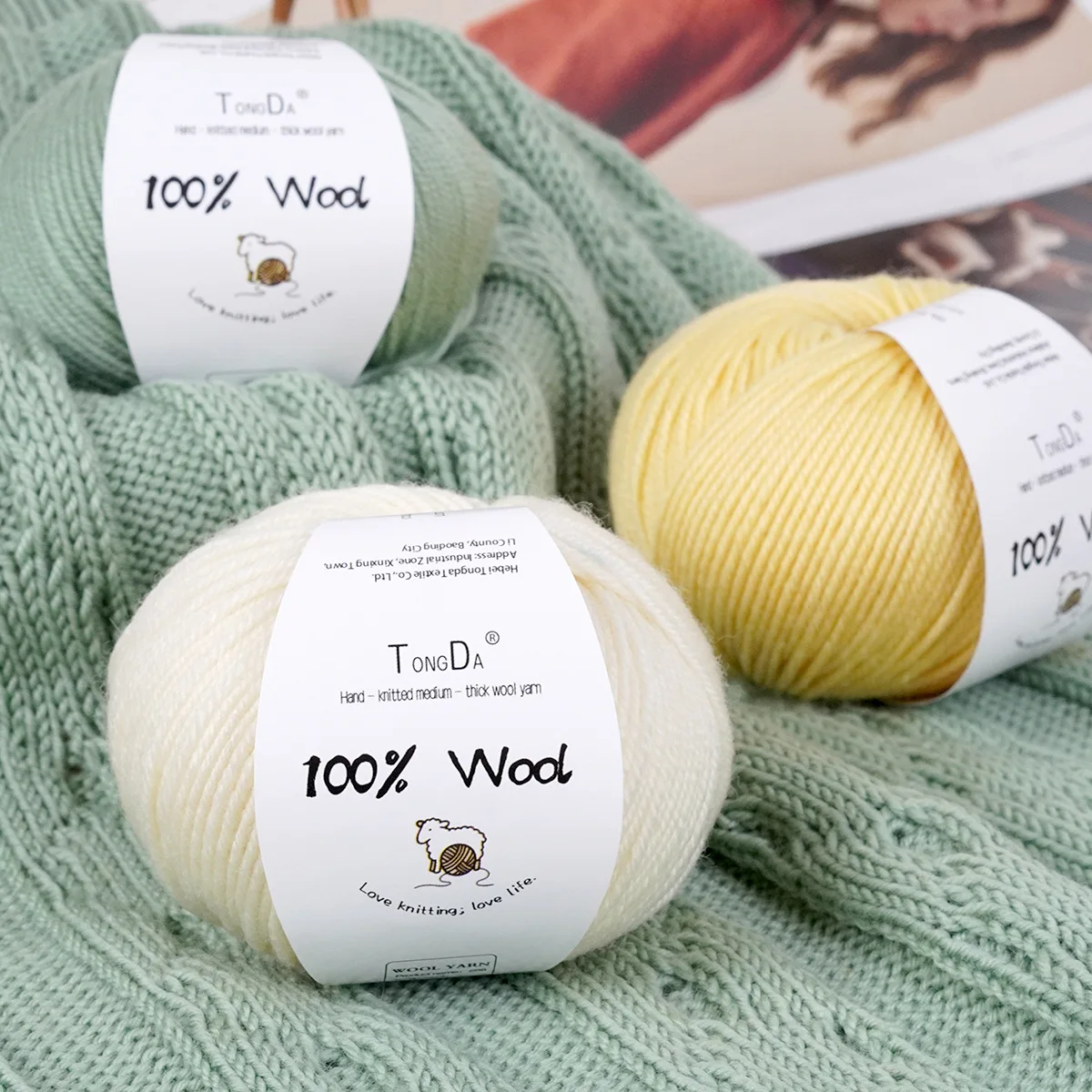 

5Pcs 100% wool thread hand-woven 4 strands of multi-colored wool hand-woven DIY sweater jacket wool