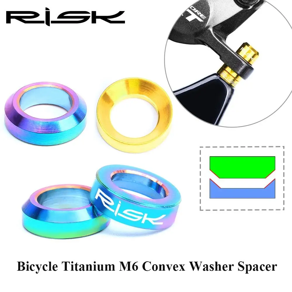 2pair RISK Mountain BMX Bike Bicycle Titanium M6 Concave and Convex Washer Spacer For Disc Brake Caliper Group XT Mounting Bolts