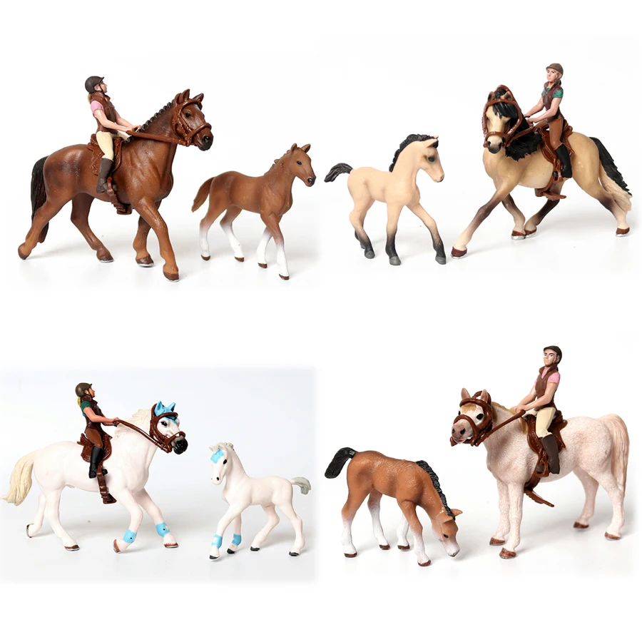 واقعية كوارت هانوفيري العربية الأندلسية الحصان متسابق و Foal مزرعة نموذج أرقام الحيوانات مجموعة التعليم لعبة طفل هدية