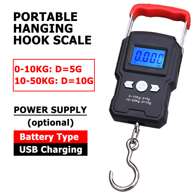 50Kg/5g Portable Scales LCD Digital Fishing Hanging Scale Luggage Suitcase Baggage Weight Travel Scales Electronic Weight Tool 