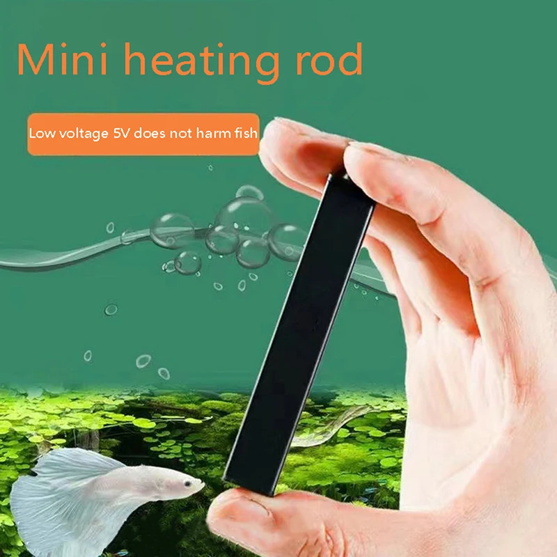 1Pc 5/10W Mini Aquarium Heater USB Charging For Small Fish Tank Heater Energy Saving Over Temperature Protection Accessories